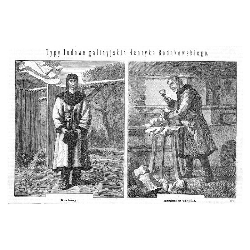 [1] "Karbowy." [2] "Rzeźbiarz wiejski. 408"