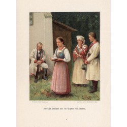 "Polnische Trachten aus der Gegend von Krakau."