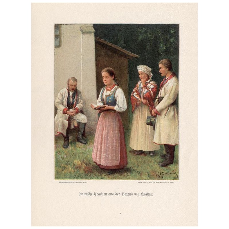 "Polnische Trachten aus der Gegend von Krakau."