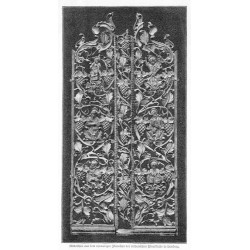 "Mittelthür aus dem ehemaligen Ikonostas der ruthenischen Pfarrkirche in Lemberg." / "Mittelthür aus dem ehemaligen Ikonostas de