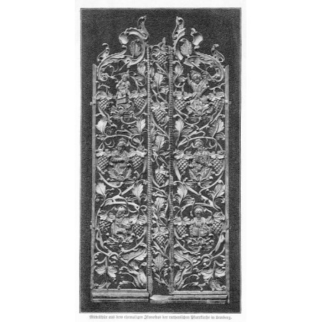 "Mittelthür aus dem ehemaligen Ikonostas der ruthenischen Pfarrkirche in Lemberg." / "Mittelthür aus dem ehemaligen Ikonostas de