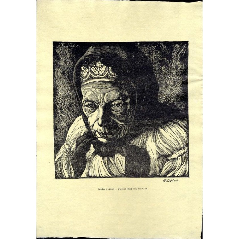 6 "Góralka z Istebnej - drzeworyt (1933) oryg. 32x31 cm"