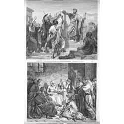 [1] "TEOLOGIA. (Apostoł Paweł nauczający w Atenach). Obraz prof. Rosenfeldera. 594" [2] "MEDYCYNA. (Hippokrates przy łożu chore
