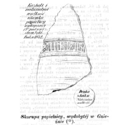 "Skorupa popielnicy, wydobytéj w Gnieźnie (*)."