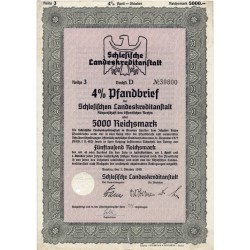 Schlesische Landeskreditanstalt. Reihe 3. 4% Pfandbrief 5000 Reichsmark. Breslau / Wrocław 1.10.1940