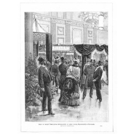 "Bazar na korzyść Towarzystwa dobroczynności, w salach resursy Obywatelskiéj w Warszawie. Rysunek C. Jankowskiego. (534)"