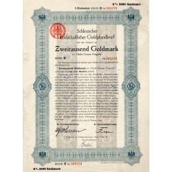 Schlesische Landschaft. Schlesischer landschaftlicher Goldpfandbrief. I. Emission Reihe II. 6% 2000 Goldmark. Breslau / Wrocław