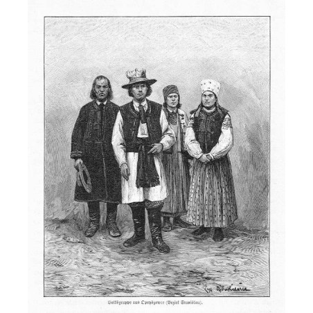 "Volksgruppe aus Opryszowce (Bezirk Stanislau)."