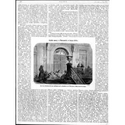 "Ciężkie mrozy w Warszawie, w Lutym 1870 r. Nocleg biednych na załamkach schodowych Ratusza Warszawskiego. (1460)"