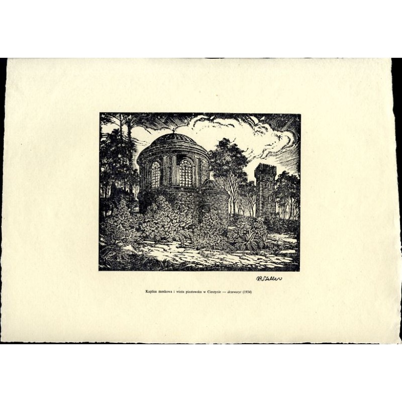 9 "Kaplica zamkowa i wieża piastowska w Cieszynie - drzeworyt (1934)"