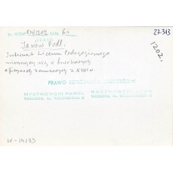 "Janów Podl. Internat Liceum Pedagogicznego mieszczący się w barokowych oficynach zamkowych z XVIII w. 27-313 [...] 61(?)"