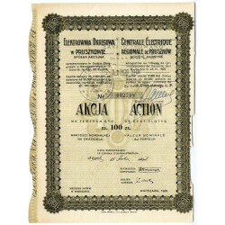 Elektrownia Okręgowa w Pruszkowie S.A. Akcja 100 zł na okaziciela. Warszawa 1929