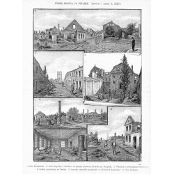 Widoki Grodna po pożarze / "WIDOKI GRODNA PO POŻARZE. Rysował z natury R. Zajdel. 1. Ulica Kołożańska. 2. Ulica Kupiecka z widok