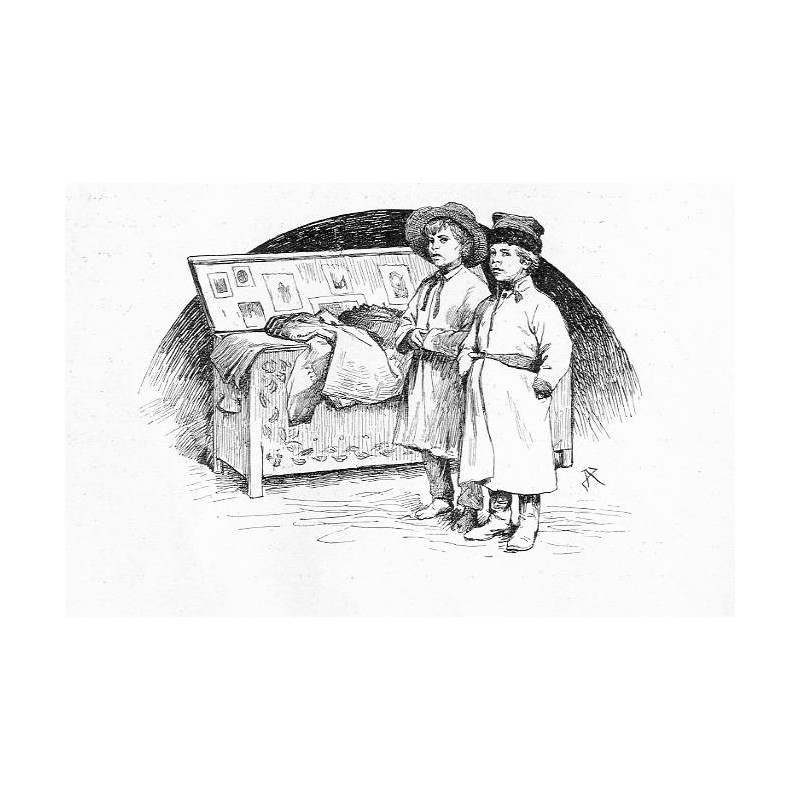 ("Schlußbild: Ein polnischer und ein ruthenischer Knabe bei einer Gewandkiste, von Zygmunt Ajdukiewicz")