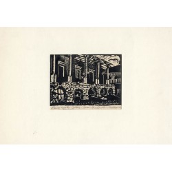 "Ruiny zamku (Żółkiew) Irena Nowakowska-Acedańska drzeworyt"