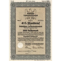 Schlesische Landeskreditanstalt. Reihe 2. 4,5% Pfandbrief 1000 Reichsmark. Breslau / Wrocław 1.06.1939