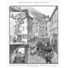 "Katastrofa przy ulicy Freta w Warszawie, d. 15-go maja r. b. 1. Klatka chodowa, z któréj rozszedł się ogień. - 2. Miejsce katas
