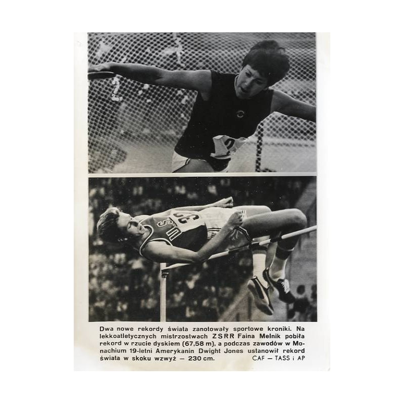 "[...] Na lekkoatletycznych mistrzostwach ZSRR Faina Melnik pobiła rekord w rzucie dyskiem (67,58 m), a podczas zawodów w Monach