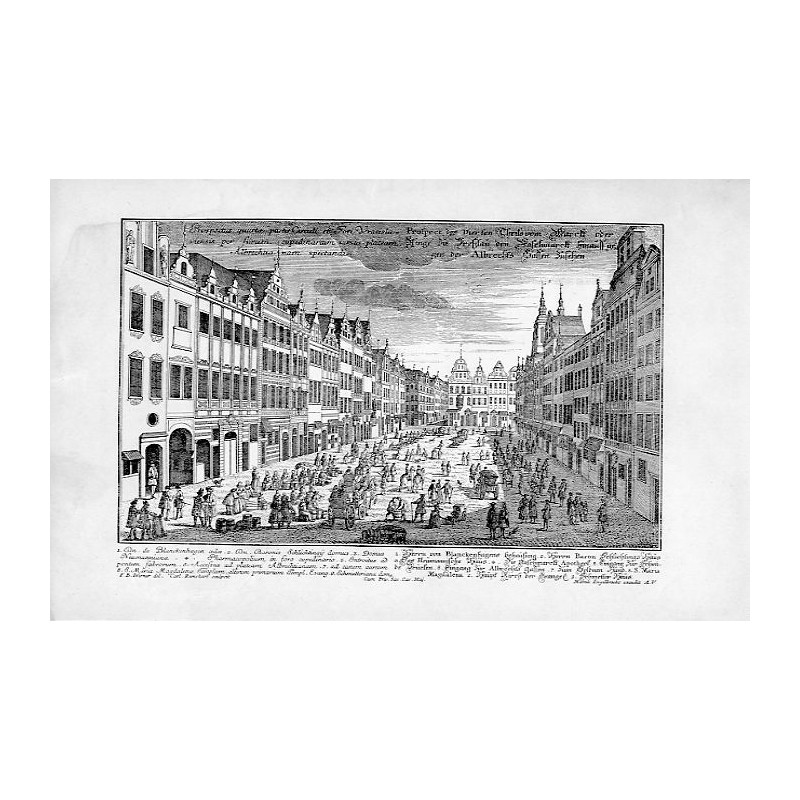 Wrocław. Rynek, pierzeja północna / Naschmarkt "Prospectus quarto partis Circuli et Fori Vratislaviensis per forum cupedinarium