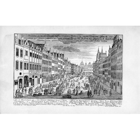 Wrocław. Rynek, pierzeja północna / Naschmarkt "Prospectus quarto partis Circuli et Fori Vratislaviensis per forum cupedinarium