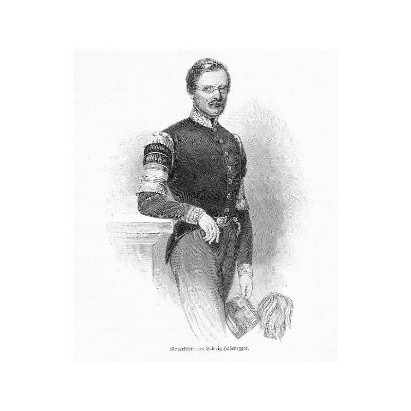 "Gewerksdirektor Ludwig Hohenegger." ("nach einer Lithographie von Josef Kriehuber (1853)")