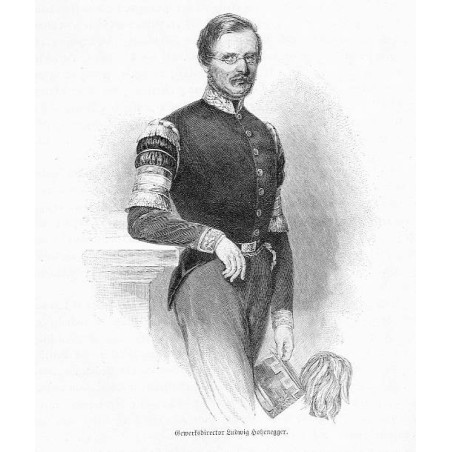 "Gewerksdirektor Ludwig Hohenegger." ("nach einer Lithographie von Josef Kriehuber (1853)")