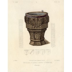 Chrzcielnica w Kościele św. Krzyża w Bodzentynie / "CHRZCIELNICA W KOŚCIELE S. KRZYŻA, W BODZENTYNIE. R. 1492 K. WIEK XV."