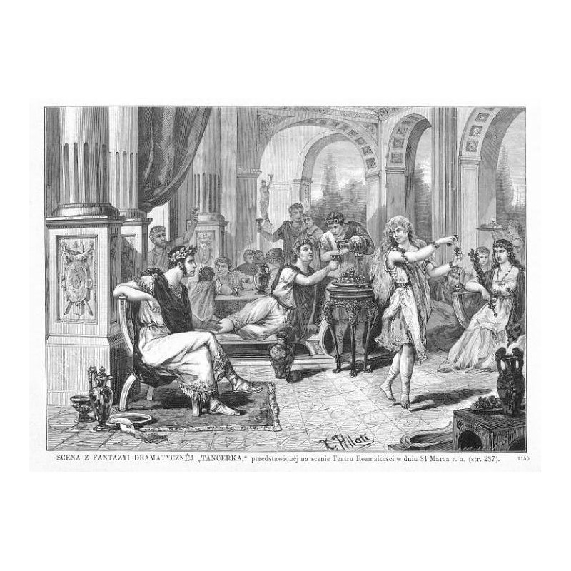 Scena z fantazji dramatycznej "Tancerka" / "SCENA Z FANTAZYI DRAMATYCZNÉJ "TANCERKA," przedstawionéj na scenie Teatru Rozmaitośc
