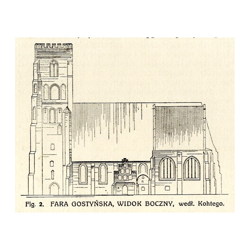 Fara gostyńska, widok boczny / "Fig. 2. FARA GOSTYŃSKA, WIDOK BOCZNY, wedł. Kohtego."