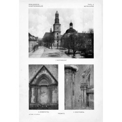 Lutsch: Bilderwerk schlesischer Kunstdenkmäler 6 / "TREBNITZ 1. WESTANSICHT 2. NORDPORTAL 3. WESTPORTAL TAFEL 6 MITTELALTER" / "
