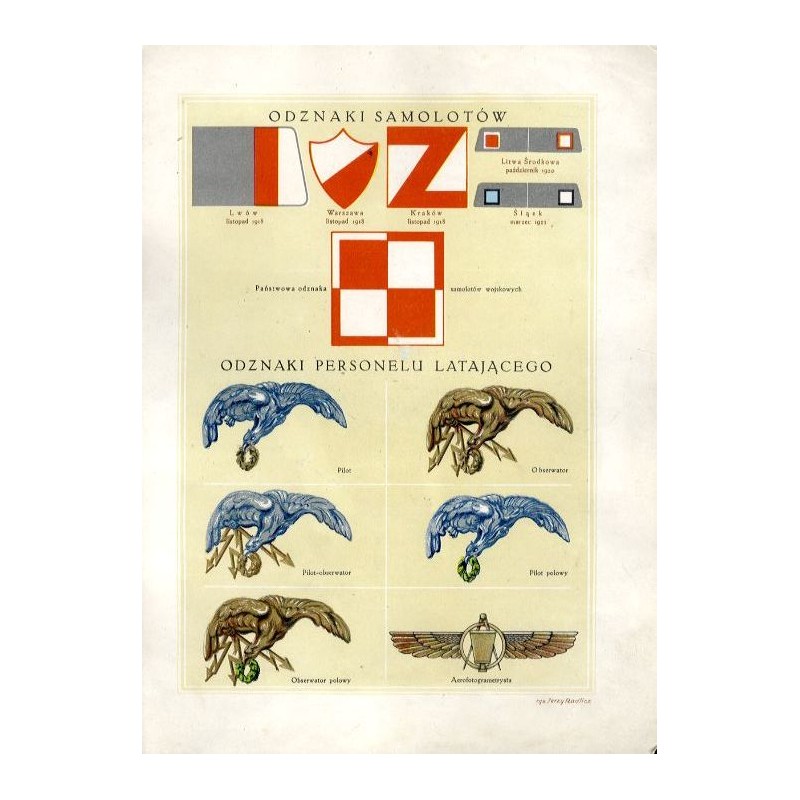 Odznaki samolotów. Odznaki personelu latającego / "ODZNAKI SAMOLOTÓW / Lwów listopad 1918 / Warszawa listopad 1918 / Kraków list