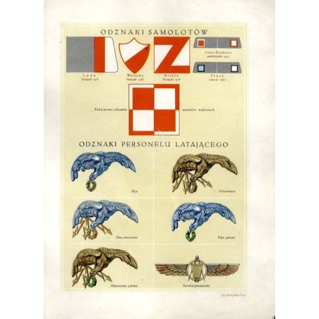 Odznaki samolotów. Odznaki personelu latającego / "ODZNAKI SAMOLOTÓW / Lwów listopad 1918 / Warszawa listopad 1918 / Kraków list
