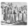 Ubiory weselne włościan z okolic Szkalmierza / "UBIORY WESELNE WŁOŚCIAN Z OKOLIC SZKALMIERZA. (Rysował z natury Szerner)."