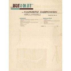 "AUTOMAT" WŁ. KAZIMIERZ DĄBROWSKI ŁASK UL. WARSZAWSKA 2 [...]"