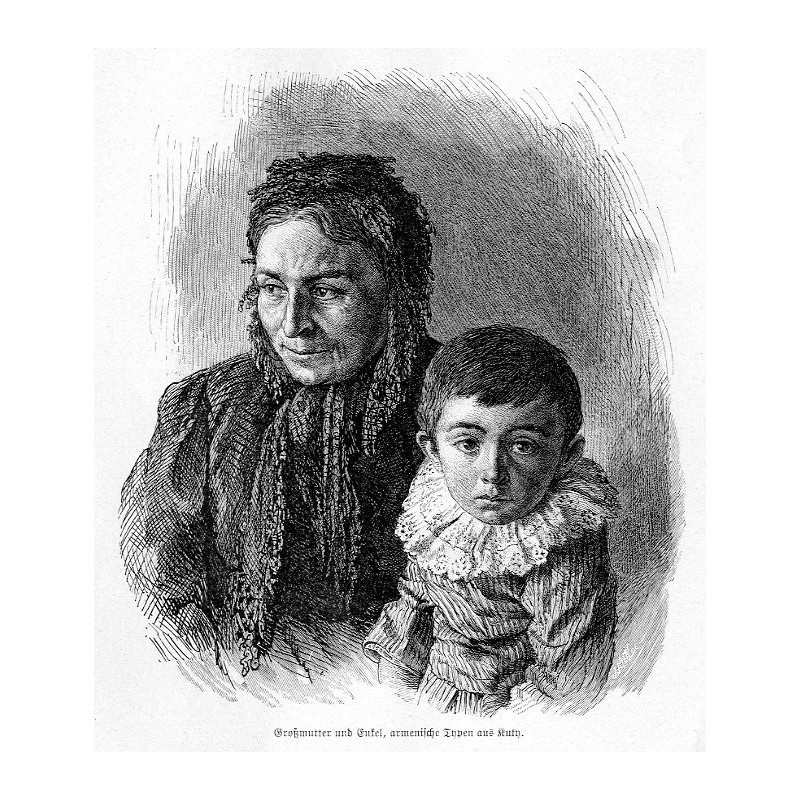"Großmutter und Enkel, armenische Typen aus Kuty."