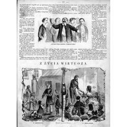 Z życia wirtuoza / "Z ŻYCIA WIRTUOZA. II. grajek podwórzowy. IV. maestro uwieńczony. Pomysł i rysunek Ks. Pillatego."