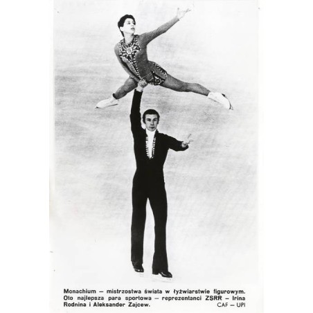 "Monachium - mistrzostwa świata w łyżwiarstwie figurowym. Oto najlepsza para sportowa - reprezentanci ZSRR - Irina Rodnina i Ale