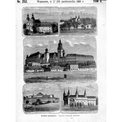 "Widoki Krakowa. (Rysował z natury Br. Podbielski). K. P.P. NORBERTANEK BIELANY WAWEL KOPIEC-KOŚCIUSZKI. BRAMA FLORYANSKA