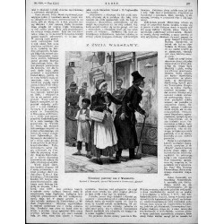 "Wieśniacy piérwszy raz w Warszawie. Rysował J. Konopacki, rytował Malinowski w Drzeworytni "Kłosów"."