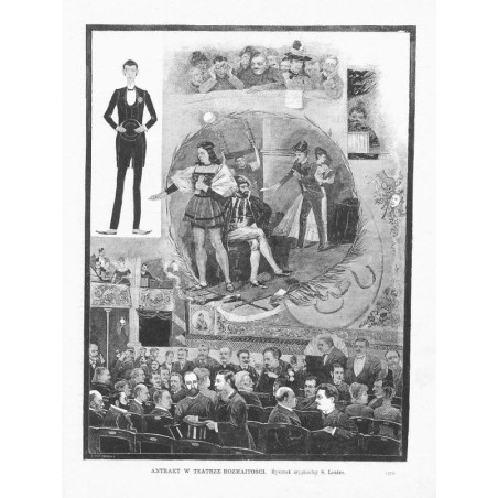Antrakt w Teatrze Rozmaitości w Warszawie / "ANTRAKT W TEATRZE ROZMAITOŚCI. Rysunek oryginalny S. Lentza. (1720"