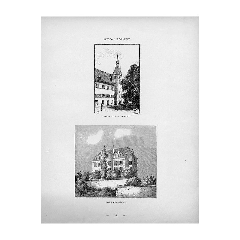 "WIDOKI LOZANNY. [1] "UNIWERSYTET W LOZANNIE." [2] "ZAMEK BEAU-SÉJOUR."