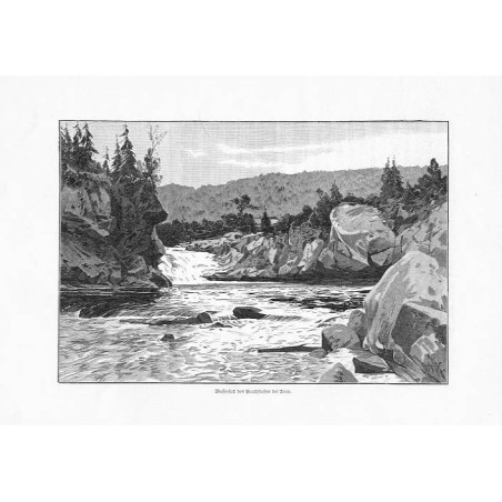 "Wasserfall des Pruthflusses bei Dora." / "Wasserfall des Pruthflusses in Dora, Karpathen, von Roman Kochanowski"