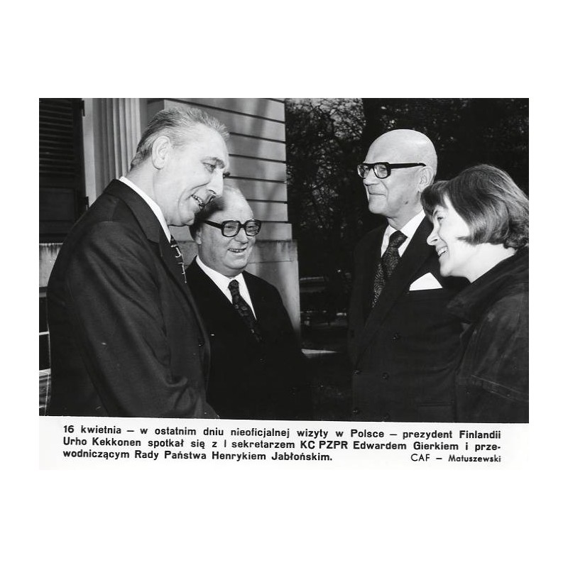 "[...] prezydent Finlandii Urho Kekkonen spotkał się z I sekretarzem KC PZPR Edwardem Gierkiem i przewodniczącym Rady Państwa He
