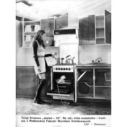 "Targi Krajowe "Jesień-72". Na zdj.: złota medalistka - kuchnia z Radomskiej Fabryki Wyrobów Emaliowanych. CAF - Staszyszyn"