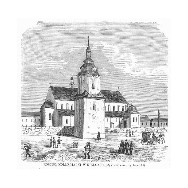Kościół kolegiacki w Kielcach / "KOŚCIÓŁ KOLLEGIACKI W KIELCACH. (Rysował z natury Lewicki)."