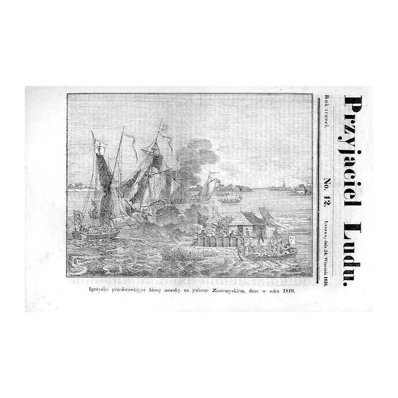 "Igrzysko przedstawiające bitwę morską na jeziorze Zaniemyskiém, dane w roku 1819."