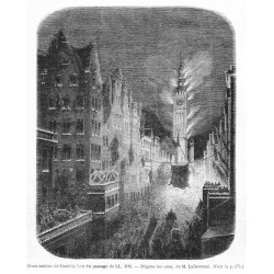 "Illumination de Dantzig lors du passage de LL. MM. - D'aprés les croq. de M. Lallemand. [...]"