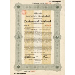 Schlesische Landschaft. Schlesischer landschaftlicher Goldpfandbrief. I. Emission Reihe II. 7% 2000 Goldmark. Breslau / Wrocław