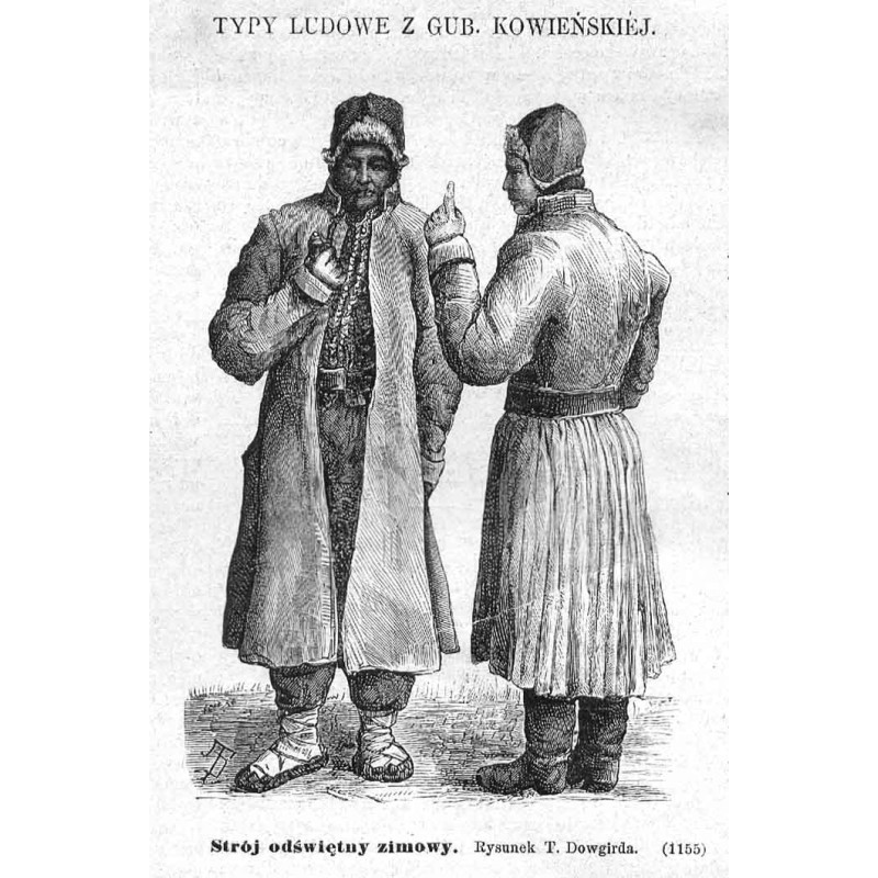 "Strój odświętny zimowy. Rysunek T. Dowgirda. (1155)"