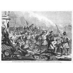 "Les Polonais attaquent le village de Brzesko, occupé par les Russes. (D'apres les documents communiqués par M. P..."